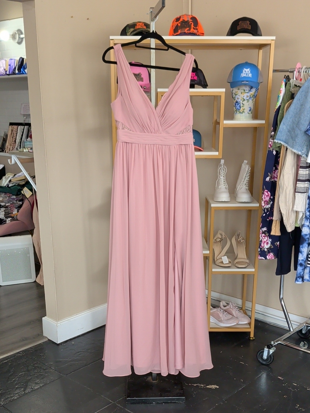 Azazie Dusty Rose V-Neck Maxi Dress